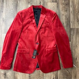 J Ferrar Velvet Sports Coat Evening Blazer Mens Size 40 Long Red